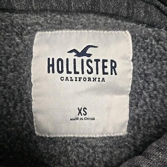 Hollister California Mens Hoodie Sweatshirt Sz XS Dark Heathered Gray Drawstring - Picture 3 of 7